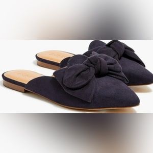 JCrew Factory Sueded Bow Mules, Size 7